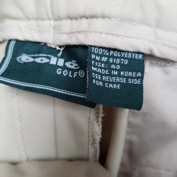 Bolle Golf Pants 40x32 Khaki Pleated Front Cuffs - Picture 4 of 5